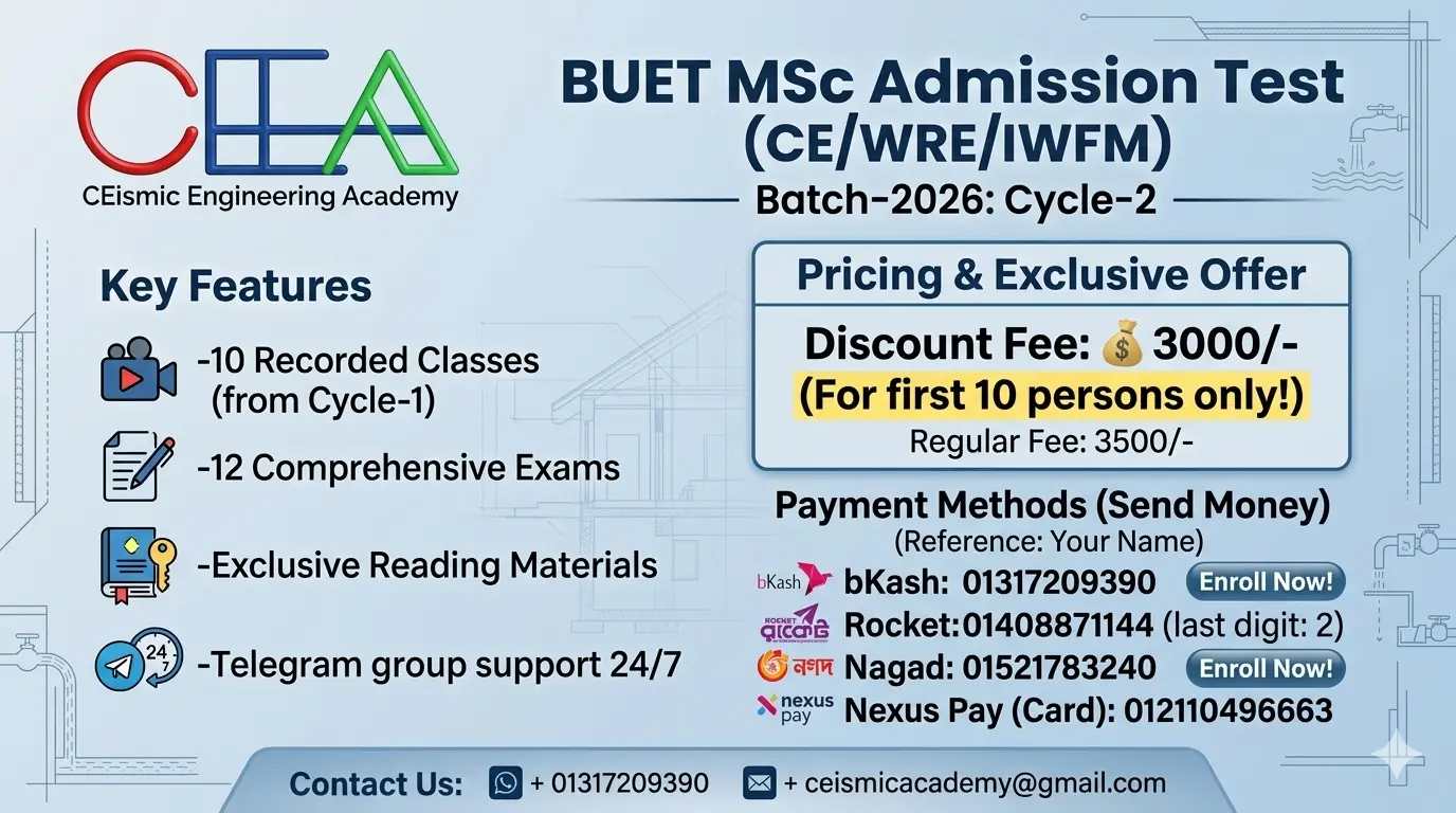 BUET MSc (CE/WRE) Admission Test-2026: Cycle-2